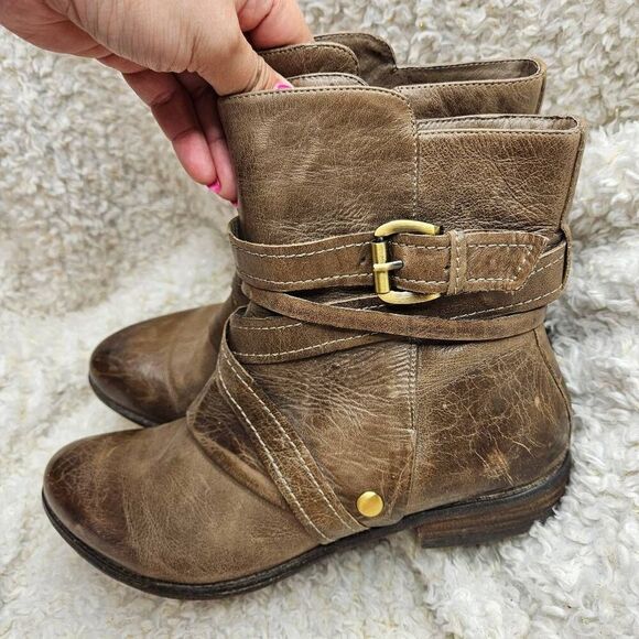 Miz Mooz Bailey Moto Tan Leather Boots Women's sz 9 - Picture 4 of 8